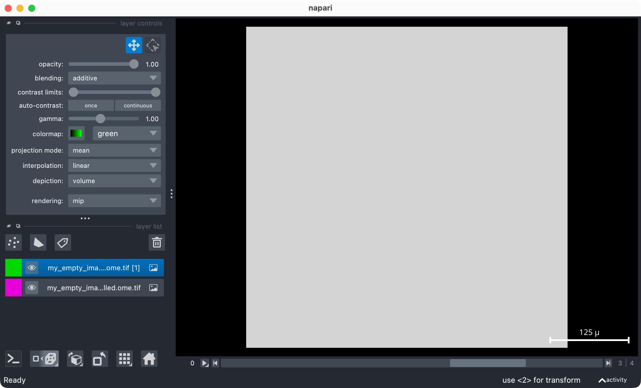 Custom created image opened in napari
